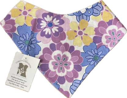 Colly's Creations Groovy Flowers Reversible Bandanna for Dogs