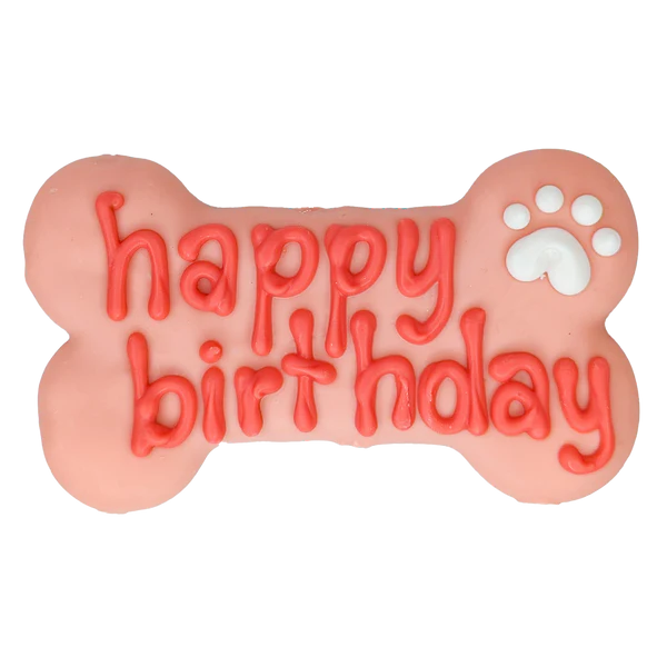 Bosco & Roxy's🍁Pink 6" Happy Birthday Bone