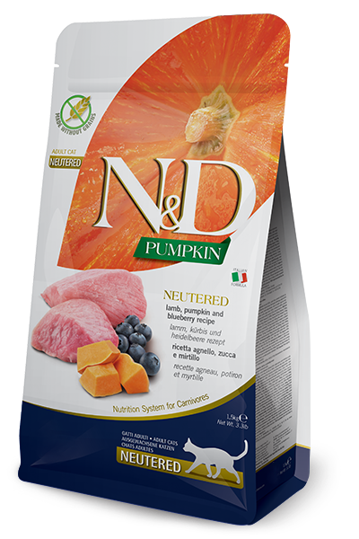Farmina N&D Adult Neutered Lamb, Blueberry & Pumpkin for Cats