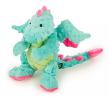 GoDog Large Seafoam Green Squeaky Dragon Dog Toy