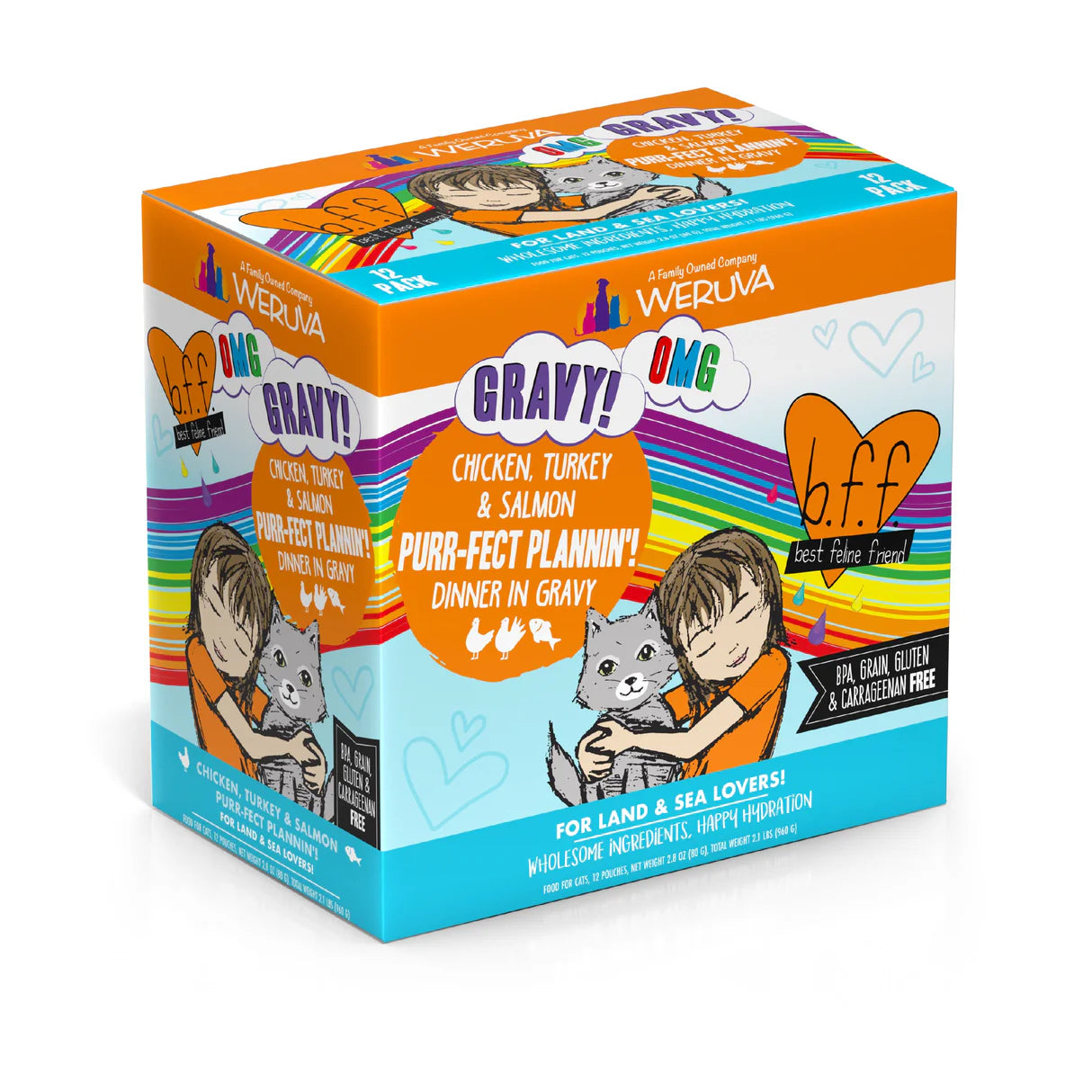 Weruva BFF OMG Chicken, Turkey, & Salmon Purr-Fect Plannin! Dinner in Gravy for Cats 2.8oz