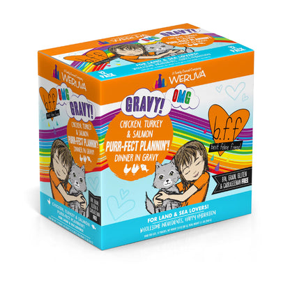 Weruva BFF OMG Chicken, Turkey, & Salmon Purr-Fect Plannin! Dinner in Gravy for Cats 2.8oz