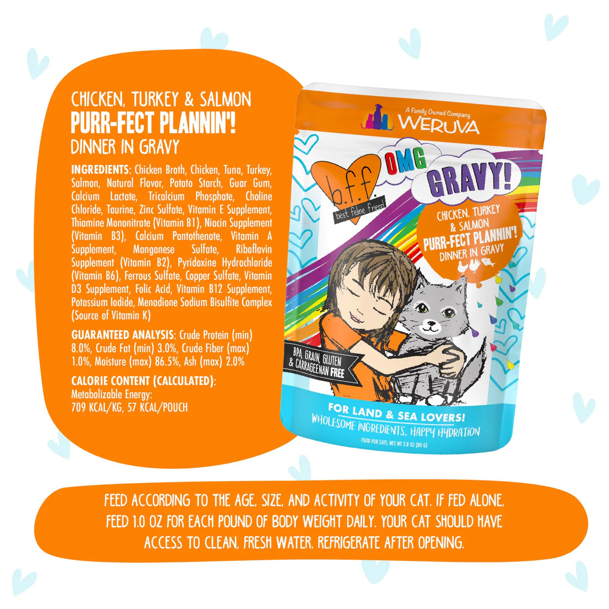 Weruva BFF OMG Chicken, Turkey, & Salmon Purr-Fect Plannin! Dinner in Gravy for Cats 2.8oz