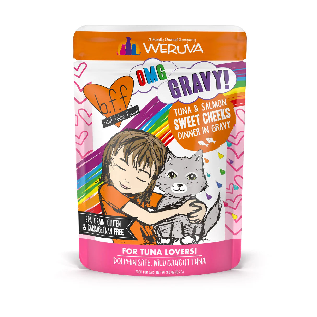 Weruva BFF OMG Tuna & Salmon Sweet Cheeks Dinner in Gravy for Cats 3oz