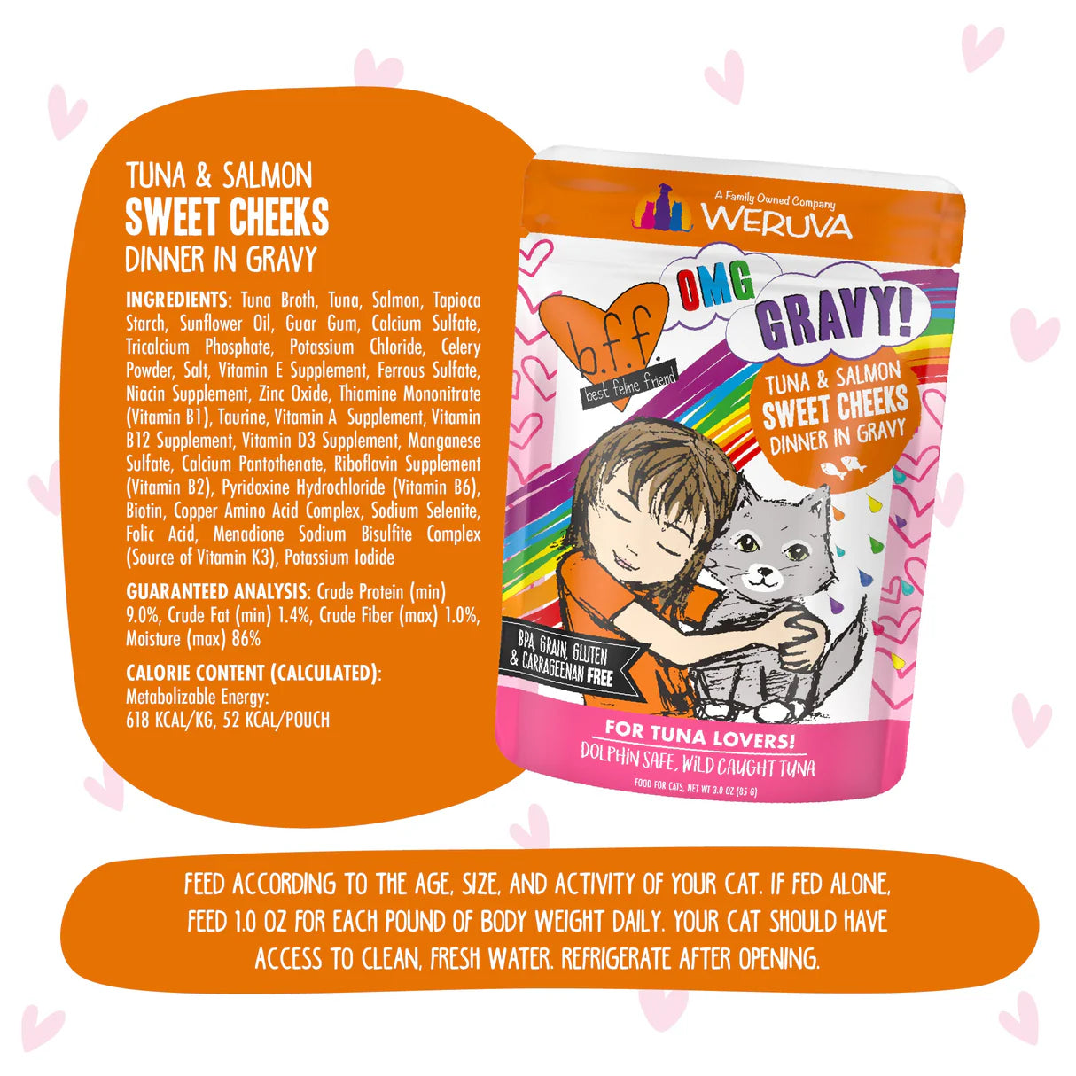 Weruva BFF OMG Tuna & Salmon Sweet Cheeks Dinner in Gravy for Cats 3oz