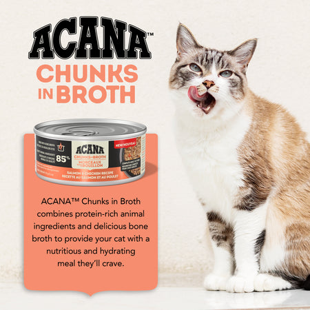Acana Chicken & Salmon Chunks & Broth Wet Cat Food 5.5oz
