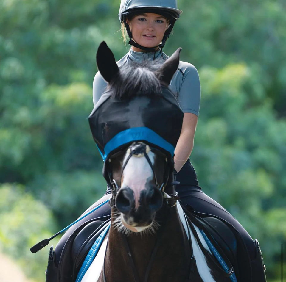 Woof Wear Ride On Fly Mask Black & Turquoise