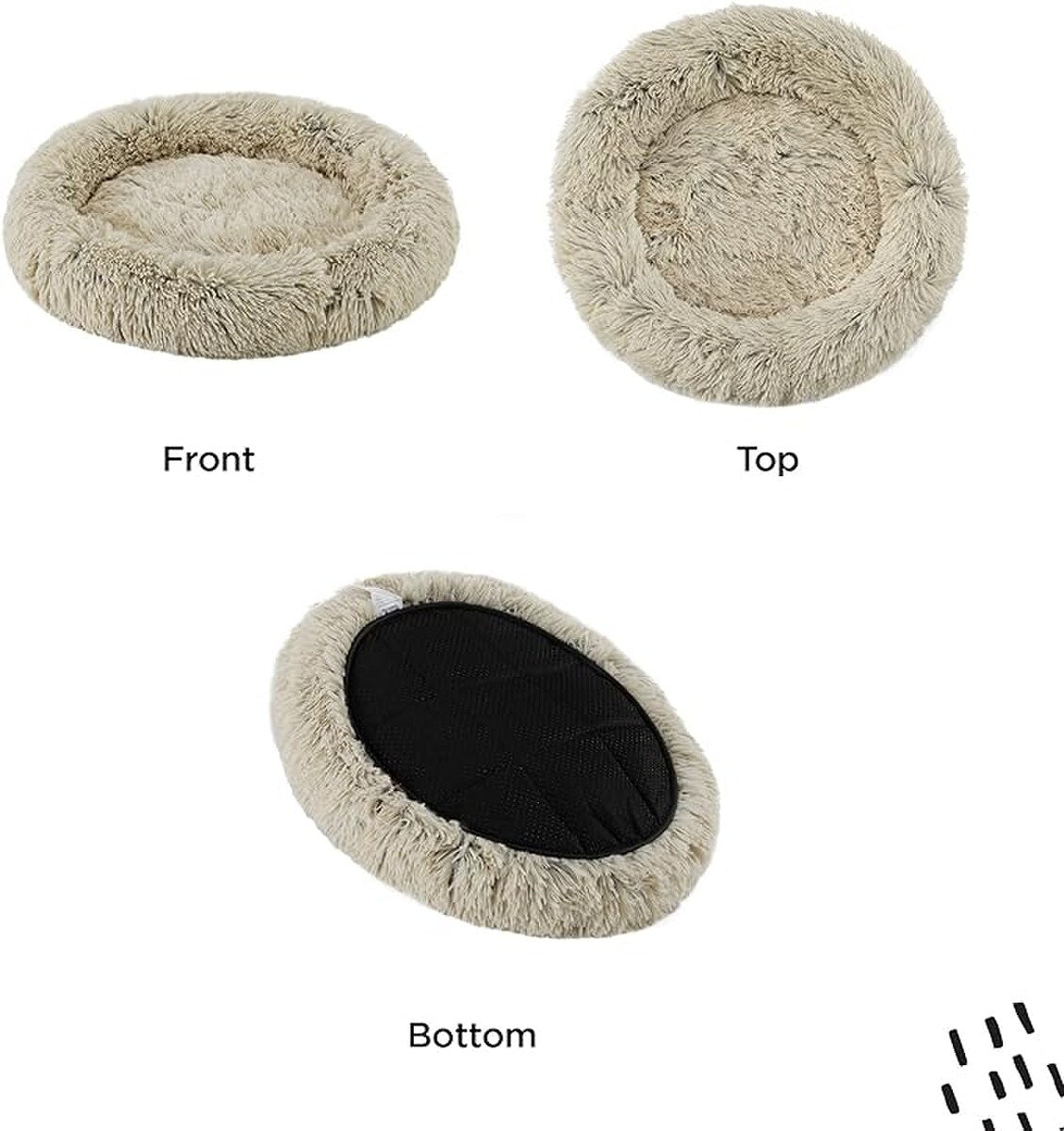 Best Friends by Sheri Taupe Donut Bed in Shag Fur 21" x 19"