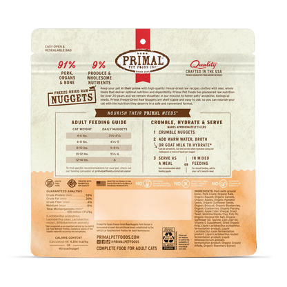 Primal Pet Foods Feline Pork Freeze Dried Nuggets 14Oz