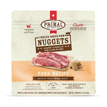 Primal Pet Foods Feline Pork Freeze Dried Nuggets 14Oz