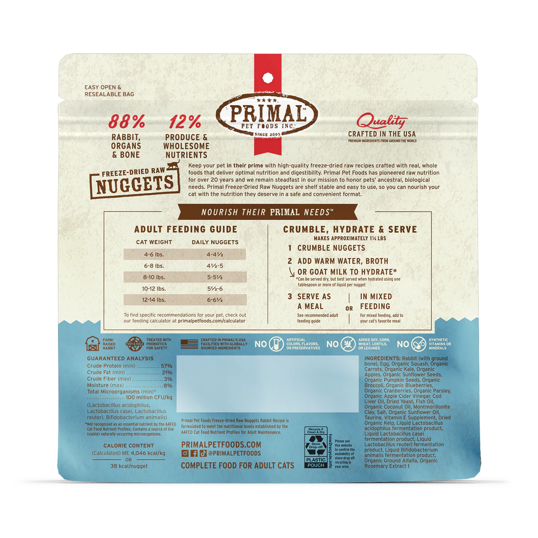 Primal Rabbit Freeze Dried Nuggets for Cats 14oz