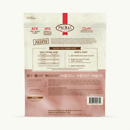 Primal Pet Foods Canine Pork Pronto 4lb