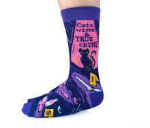 Uptown Sox Ltd. Women's Cats, Wine & True Crime Socks - Sizes 6-10