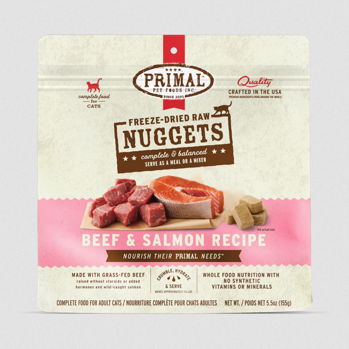 Primal Pet Foods Feline Beef & Salmon Freeze Dried Nuggets 5.5Oz