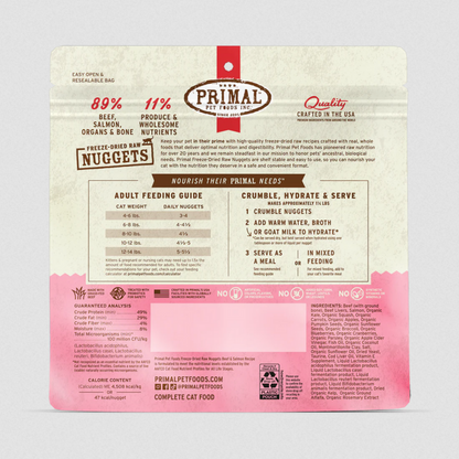 Primal Pet Foods Feline Beef & Salmon Freeze Dried Nuggets 5.5Oz