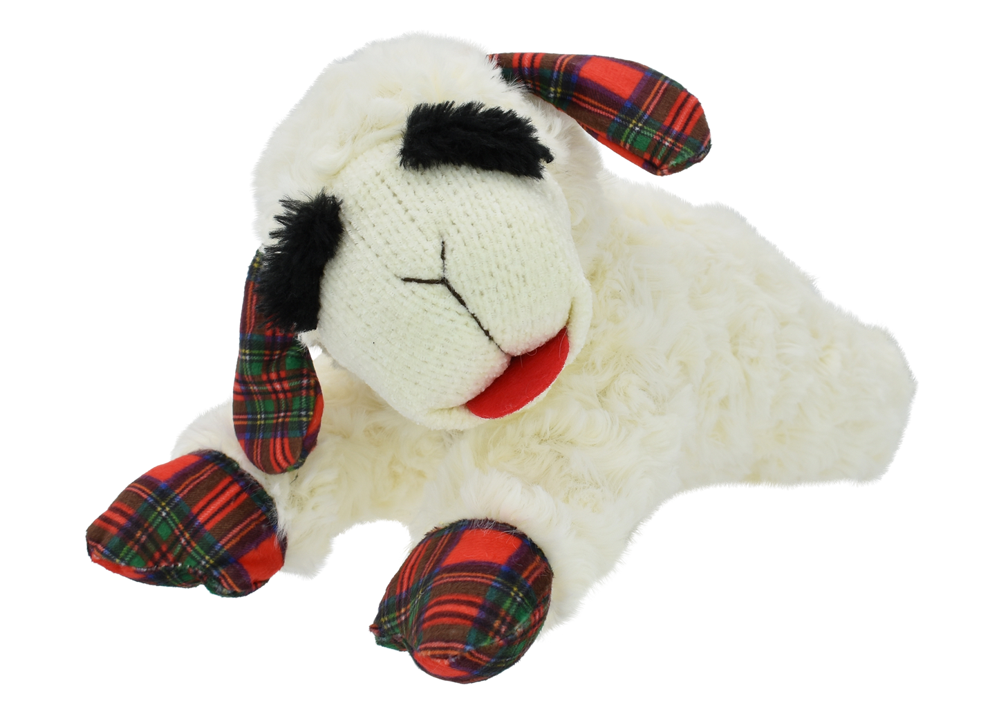 Multipet Holiday Red Plaid Lamb Chop Dog Toy