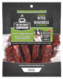 The Butcher's Companion Beef & Veggie Sausage Bites for Dogs 200g