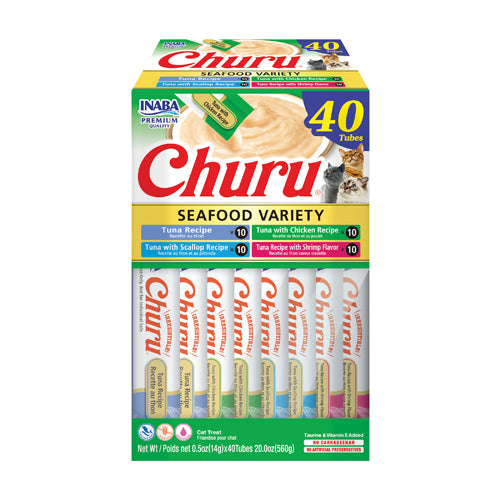 Inaba Churu Purees Tuna & Seafood Recipe - 40 Pack