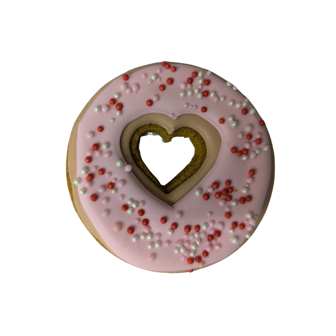 HappyNess Pink Sprinkle Heart Donut Gourmet Dog Cookie