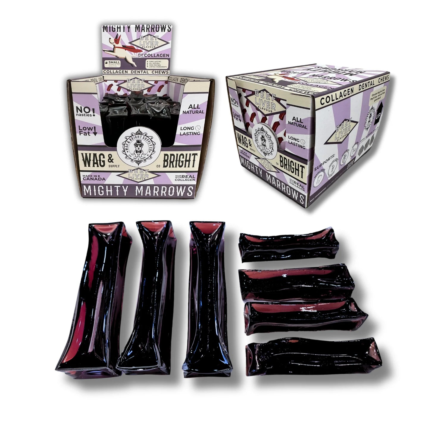 Wag & Bright Supply Co. 🍁Mighty Marrows Beef Liver Collagen Chew Small