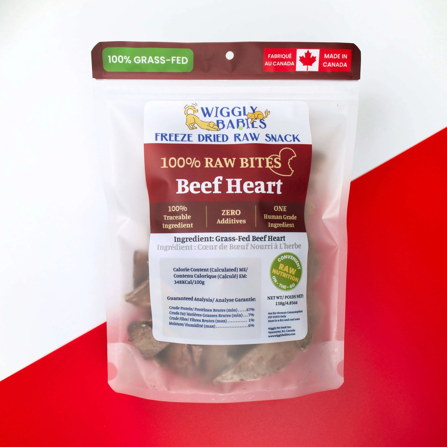 Wiggly Babies🍁 Raw Bites Freeze Dried Grass-Fed Beef Heart Treats 50g