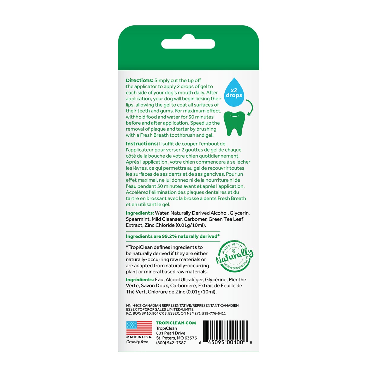 Tropiclean Fresh Breath Oral Care Clean Teeth Gel for Dogs 2oz