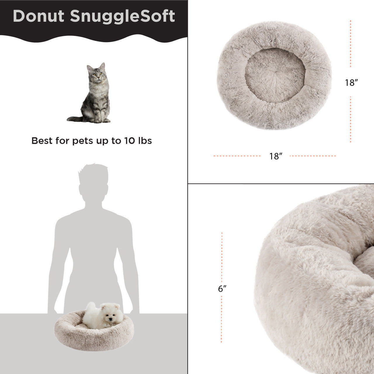 Best Friends by Sheri Brown Faux Rabbit Fur Donut Bed 18" x 18"