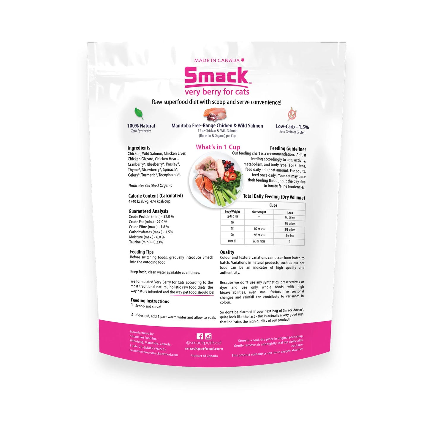 Smack Very Berry Chicken Raw Dehydrated Super Food for Cats 250g