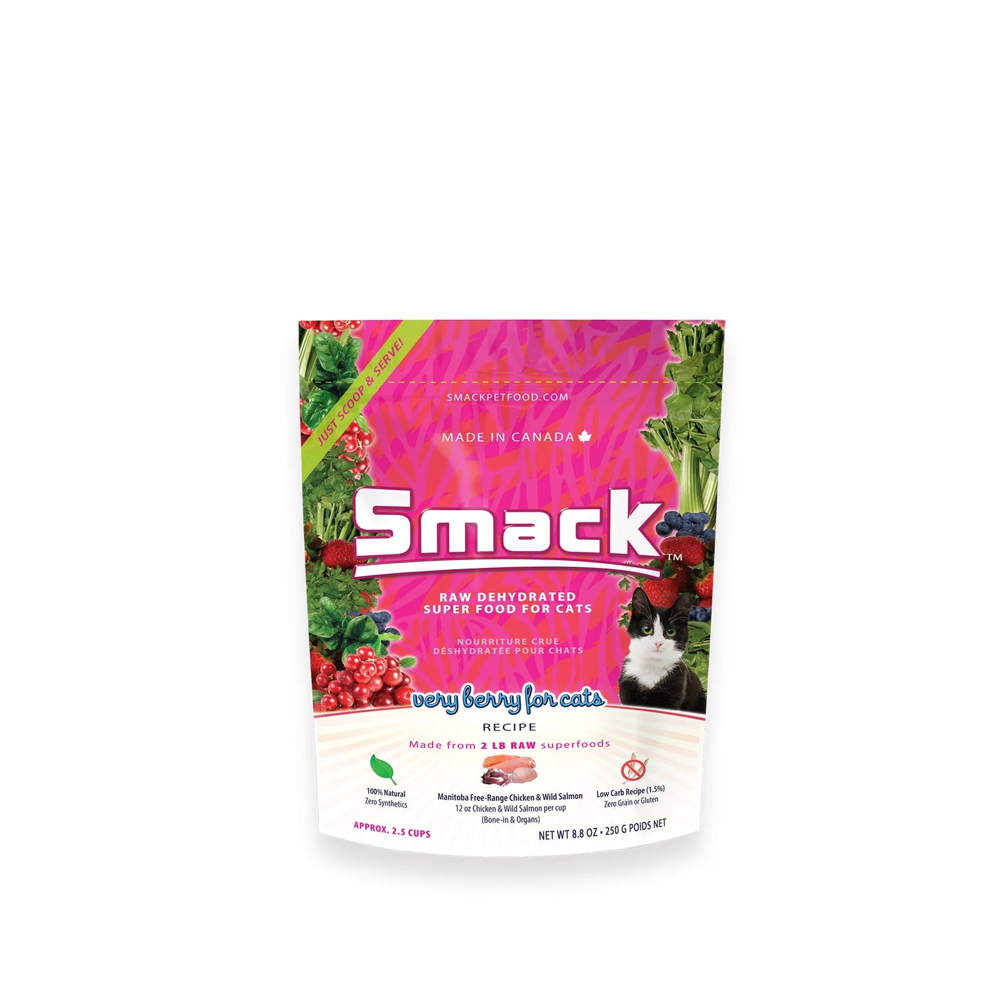 Smack Very Berry Chicken Raw Dehydrated Super Food for Cats 250g